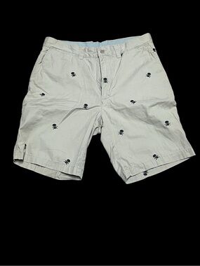 Daniel Cremieux Khaki Skull-Embroidered Men’s Flat Front Shorts